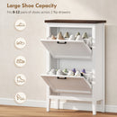 HOMCOM Shoe Cabinet with 2 Flip Drawers, Narrow Shoe Storage Cabinet, White