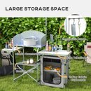 Outsunny Camping Kitchen with Cupboard Folding Camping Table with Carrying Bag