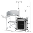 Outsunny Camping Kitchen with Cupboard Folding Camping Table with Carrying Bag