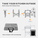 Outsunny Camping Kitchen with Cupboard Folding Camping Table with Carrying Bag