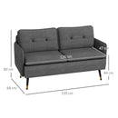 HOMCOM Modern Upholstered Two Seater Sofa for Bedroom Living Room Dark Grey