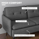 HOMCOM Modern Upholstered Two Seater Sofa for Bedroom Living Room Dark Grey