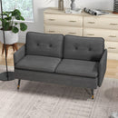 HOMCOM Modern Upholstered Two Seater Sofa for Bedroom Living Room Dark Grey