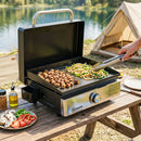 Outsunny Grill Griddle, Tabletop Gas BBQ With Grease Cup, Black