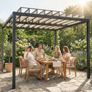 Outsunny 3 X 3 M Louvered Pergola With PC Roof, Aluminium Patio Gazebo