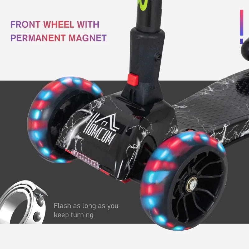 HOMCOM Kids 3 Wheel  Scooter with  Water Spray -  Black