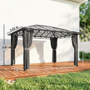 Outsunny 3 x 4 m Hardtop Gazebo with PC Roof, Aluminium Frame, Dark Grey