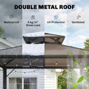 Outsunny 2.5 x 1.5 m Hardtop BBQ Grill Gazebo with Double Roof, Brown