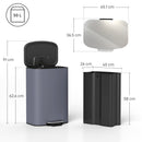 HOMCOM Pedal Bin With Soft-Close Lid, 50L Kitchen Bin With Carry Handle Grey
