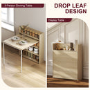 HOMCOM Folding Dining Table, Kitchen Table with Shelves Oak Wood Effect