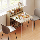 HOMCOM Folding Dining Table, Kitchen Table with Shelves Oak Wood Effect