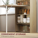 HOMCOM Folding Dining Table, Kitchen Table with Shelves Oak Wood Effect