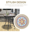 Outsunny 60cm Mosaic Round Bistro Table Outdoor Garden Side Table, Red