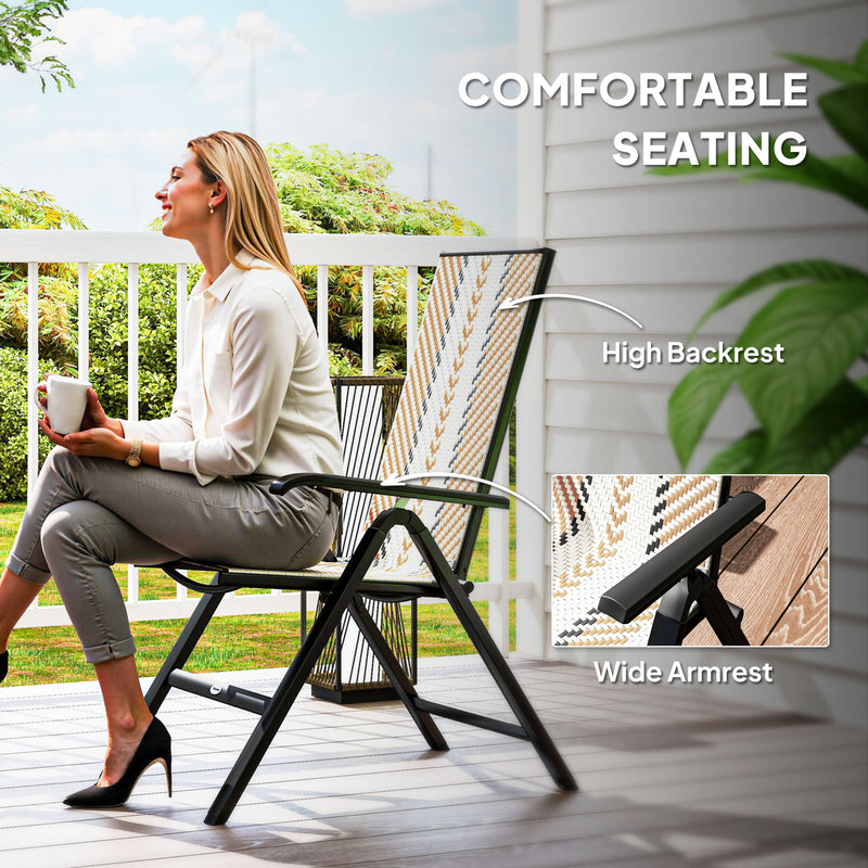 Outsunny Rattan Folding Chair w/ 5-Position Adjustable Backrest