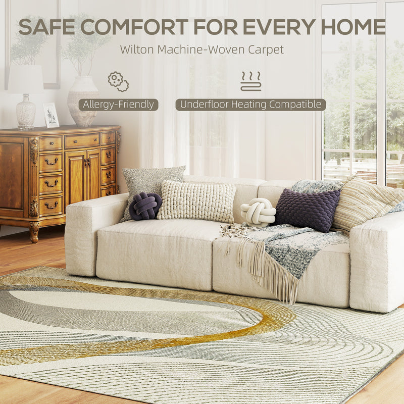 HOMCOM Machine Washable Rug, Allergy-Friendly Floor Carpet, Cream White