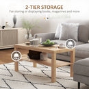 HOMCOM Coffee Table with Storage Shelf, Rectangular Centre Table, Natural