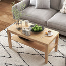 HOMCOM Coffee Table with Storage Shelf, Rectangular Centre Table, Natural