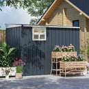 Outsunny 7.6 x 4ft Outdoor Garden Storage Shed with Window, Dark Grey