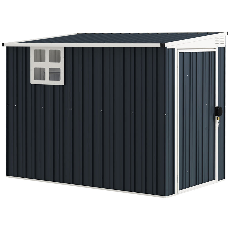 Outsunny 7.6 x 4ft Outdoor Garden Storage Shed with Window, Dark Grey