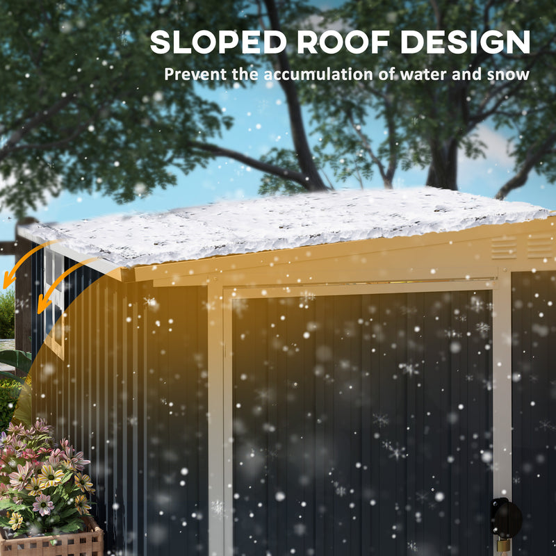 Outsunny 7.6 x 4ft Outdoor Garden Storage Shed with Window, Dark Grey