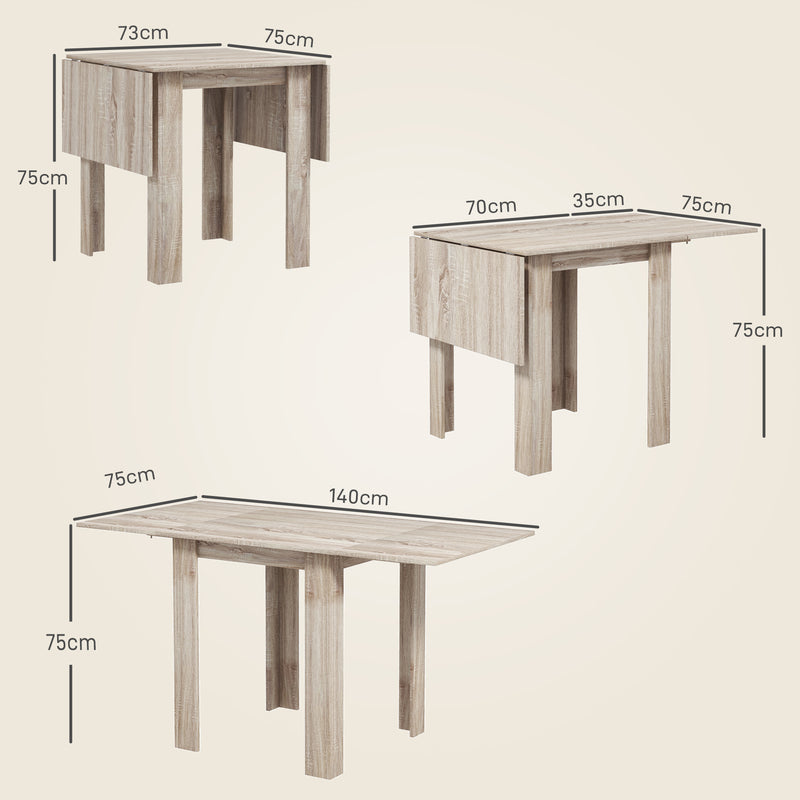 HOMCOM Folding Dining Table Extendable Kitchen Table Drop Leaf Table for 2-4