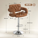 HOMCOM Adjustable Height Barstool Steel Pole PU Leather, Brown