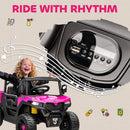 AIYAPLAY 12V Kids Ride on Car, Kids UTV with Electric Dump Bed, Pink