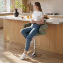 HOMCOM Adjustable Height Barstool Steel Pole PU Leather, Green
