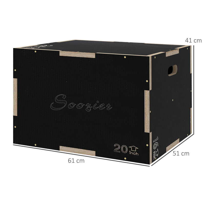 SPORTNOW 41/51/61cm Pylometric Jump Box, Wooden Pylo Box for Home Gym