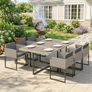 Outsunny Rattan Garden Furniture Set, Rattan Table and Chairs with Cushions
