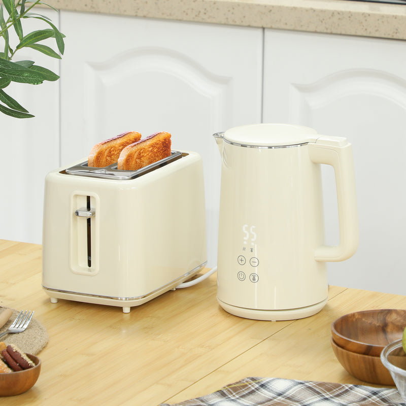 HOMCOM 1.5L 3000W Fast Boil Electric Kettle and 2 Slice Toaster Set