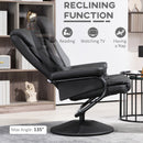 HOMCOM PU Leather Swivel Recliner Armchair with Ottoman, Black