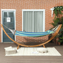 Outsunny Hammock with Stand, Triple-Head Wood Hammock with Cotton Bed, Blue
