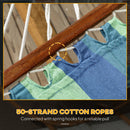 Outsunny Hammock with Stand, Triple-Head Wood Hammock with Cotton Bed, Blue
