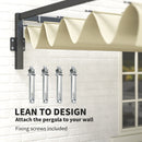 Outsunny 3 x 4m Wall Mounted Pergola with Retractable Roof, Khaki