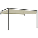 Outsunny 3 x 4m Wall Mounted Pergola with Retractable Roof, Khaki
