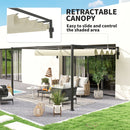 Outsunny 3 x 4m Wall Mounted Pergola with Retractable Roof, Khaki