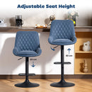 HOMCOM Bar Stools Set Of 2, Adjustable Bar Chairs 360 Degree Swivel Blue