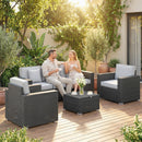 Outsunny Rattan Garden Furniture Set with Wide Armrests, Cushions, Dark Grey