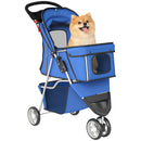 PawHut Pet Stroller Pushchair Carrier For Cat Puppy With 3 Wheels Blue