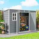 Outsunny 10 X 4 Ft Plastic Garden Shed With Floor, Lockable Doors, Grey