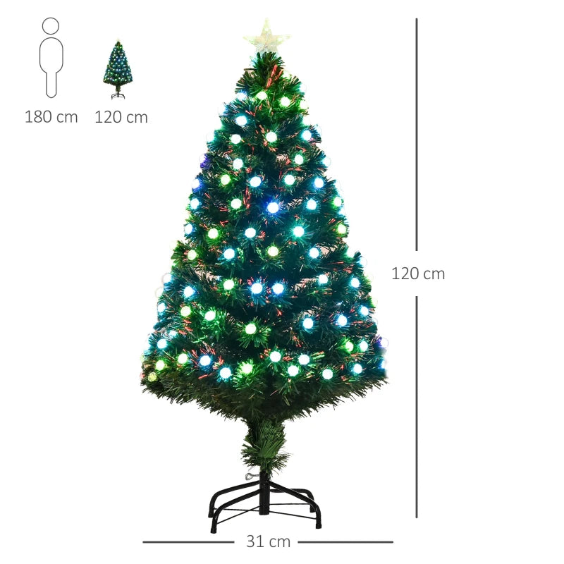 Christmas Time 4FT Pre-Lit Artificial Christmas Tree w/ Fibre Optic Led Light Xmas Decorations