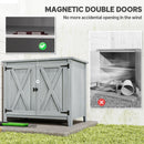 Outsunny Wooden Garden Shed Tool Cabinet 110 x 60 x 88.5 cm, Light Grey