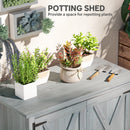 Outsunny Wooden Garden Shed Tool Cabinet 110 x 60 x 88.5 cm, Light Grey