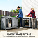 Outsunny Wooden Garden Shed Tool Cabinet 110 x 60 x 88.5 cm, Light Grey