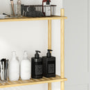 HOMCOM Bamboo Over Toilet Storage Unit with 3 Slatted Shelves, Natural