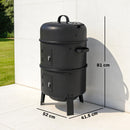 Outsunny 3-in-1 Vertical Charcoal Smoker With 2 Grill Grates, Thermometer