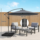 Outsunny 3(m) Banana Parasol Cantilever Umbrella Garden W/ Base Weights