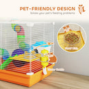 Pawhut 2 Tier Hamster Cage Small Animal House W/ Exercise Wheels Tunnel
