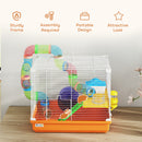 Pawhut 2 Tier Hamster Cage Small Animal House W/ Exercise Wheels Tunnel